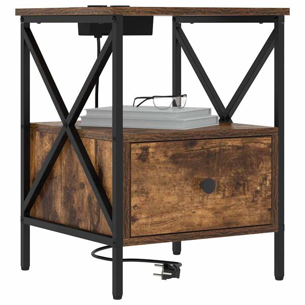 vidaXL Szafka Nocna z szufladą Dąb wędzony 41,5 x 40,5 x 55 cm