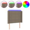 vidaXL Zagł&oacute;wek do ł&oacute;żka z LED, taupe, 103x16x118/128 cm, tkanina