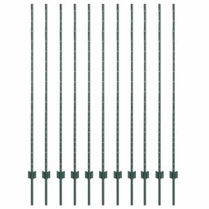 vidaXL Wbudowany słupek ogrodzeniowy 11 szt. zielony 200 cm