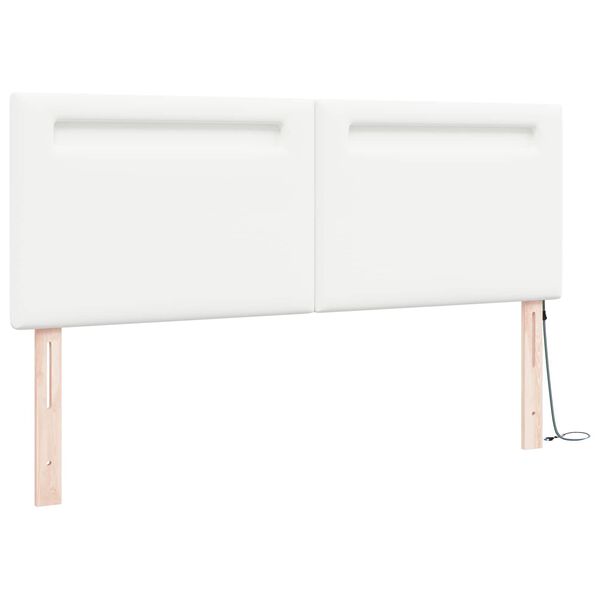 vidaXL Wezgłowie LED Biały 160 cm Sk&oacute;ra ekologiczna