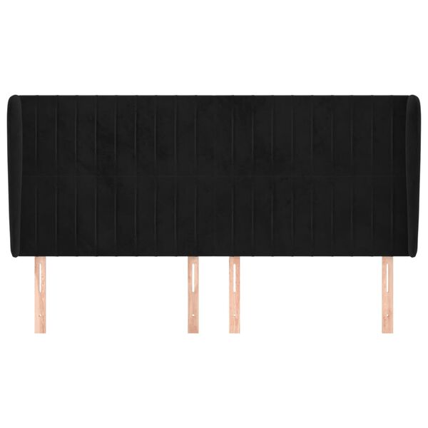 vidaXL Zagł&oacute;wek uszak, czarny, 163x23x118/128 cm, aksamit