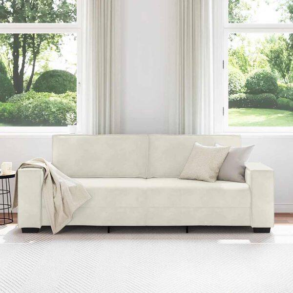 vidaXL Sofa 3-osobowa, kremowy, 220x78x84 cm, tapicerowana aksamitem