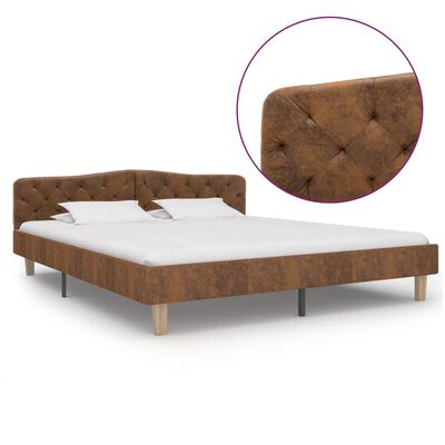 vidaXL Rama łóżka, brązowa, sztuczna skóra zamszowa, 180 x 200 cm
