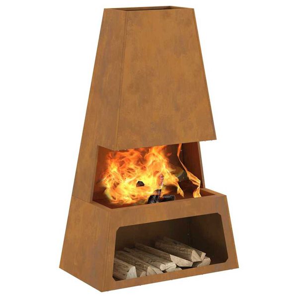 vidaXL Kominek Brązowy 60 x 35 x 100 cm Stal