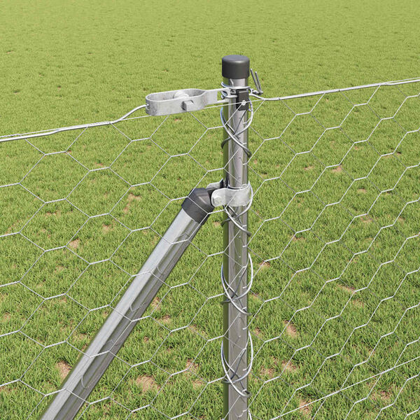 vidaXL Słupek ogrodzeniowy. Srebrny 25 x 1,2 m (siatka 50 mm) Stal