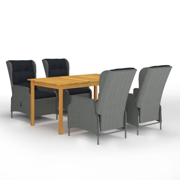 vidaXL 5-częściowy zestaw mebli ogrodowych, jasnoszary