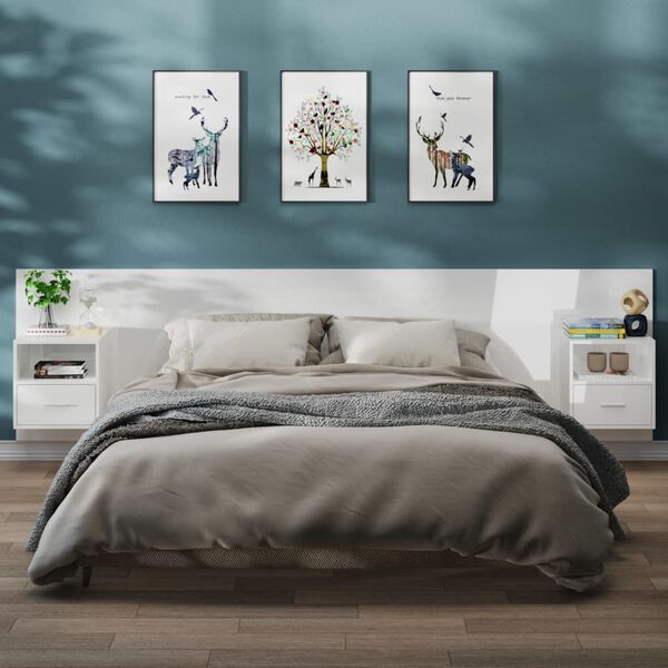 vidaXL Wiszące szafki nocne, 2 szt., białe z połyskiem