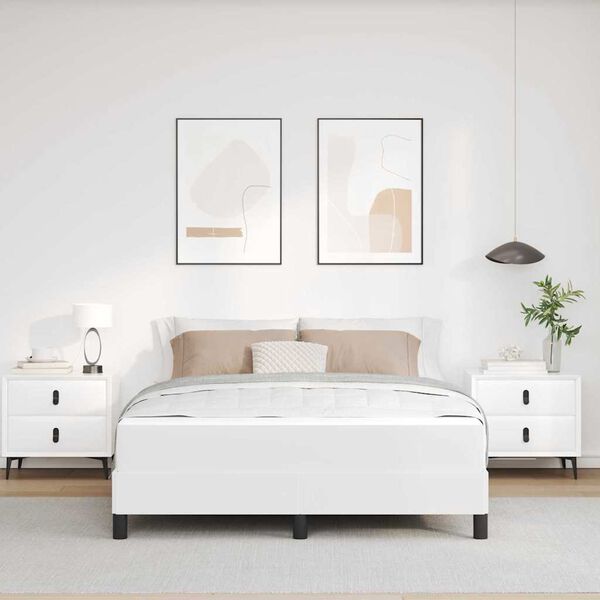 vidaXL Ramka ł&oacute;żka z materacem Czysta Biała 160 x 200 cm tkanina