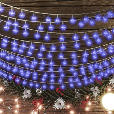 vidaXL Lampki świąteczne, 20 m, 200 niebieskich diod LED, 8 funkcji