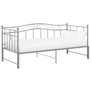 vidaXL Sofa z wysuwaną ramą ł&oacute;żka, szara, metalowa, 90x200 cm