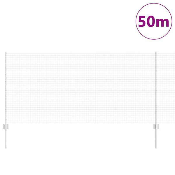 vidaXL Ogrodzenie z słupkiem Srebrny 1 x 50 m Stal