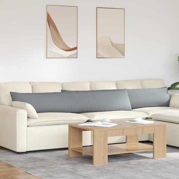 vidaXL Poduszki na sofę 2 pcs Jasnoszary 200 x 40 cm tkanina