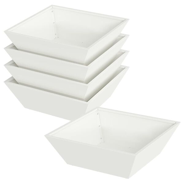 vidaXL Doniczka ogrodowa 5 pcs Biały 50 x 50 x 15 cm Stal zimnogięta