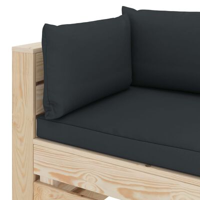 vidaXL Ogrodowa sofa narożna z palet, z antracytowymi poduszkami