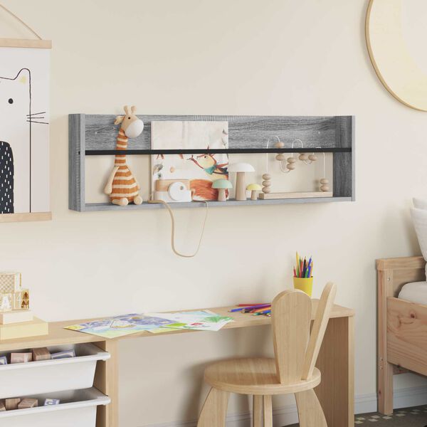 vidaXL Regał na gazety z p&oacute;łką Szary Sonoma 100 x 12 x 30 cm