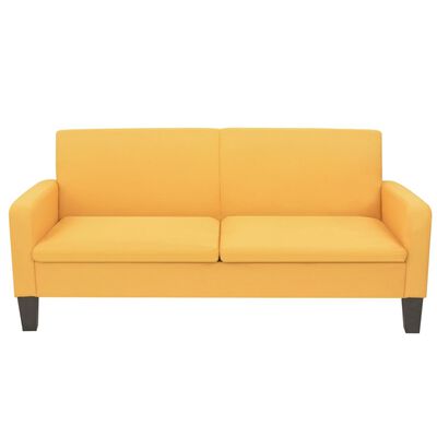 vidaXL Sofa 3-osobowa, żółta, 180 x 65 x 76 cm