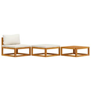 vidaXL 3-cz. zestaw wypoczynkowy do ogrodu, kremowe poduszki, akacja