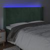 vidaXL Zagł&oacute;wek do ł&oacute;żka z LED, ciemnozielony 163x16x118/128cm aksamit