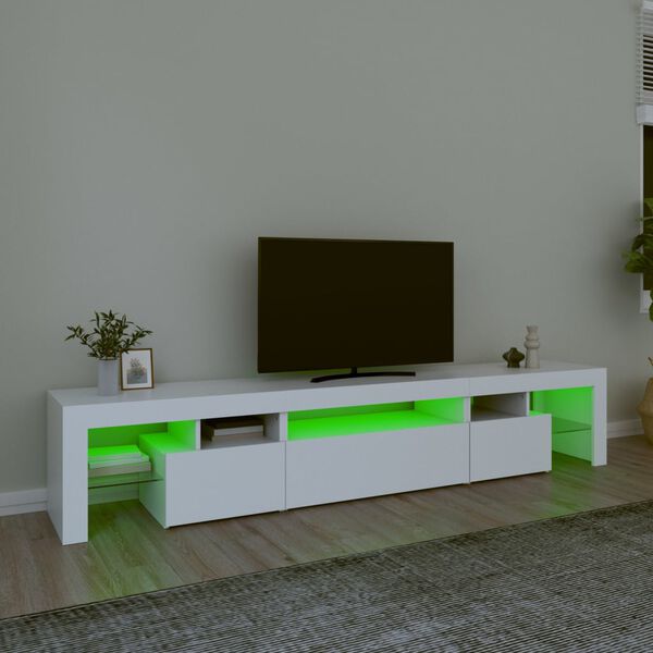 vidaXL Szafka pod TV z oświetleniem LED, biała, 215x36,5x40 cm