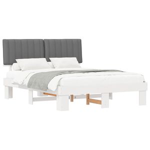 vidaXL Ramka ł&oacute;żka z tapicerowanym wezgłowiem jasnoszary 160 x 200 cm