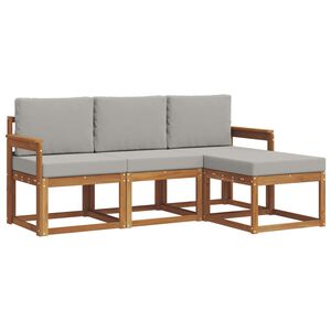 vidaXL Zestaw sof na zewnątrz z poduszką 4 pcs Naturalny i Jasny Szary