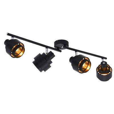 vidaXL Lampa z 4 reflektorami, czarna, E14