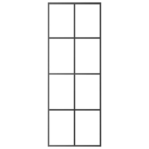 vidaXL Drzwi przesuwne, aluminium i szkło ESG, 76x205 cm, czarne