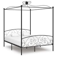 vidaXL Rama łóżka z baldachimem, czarna, metalowa, 180 x 200 cm