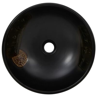 vidaXL Umywalka nablatowa, czarna, okrągła, Φ41x14 cm, ceramiczna