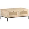 vidaXL Stolik kawowy, 90x50x37 cm, drewno mango i naturalna trzcina