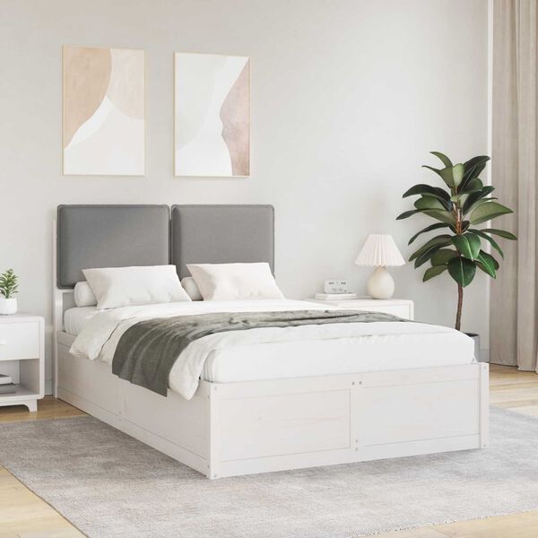vidaXL Ramka ł&oacute;żka z tapicerowanym wezgłowiem Jasnoszary 120 x 200 cm