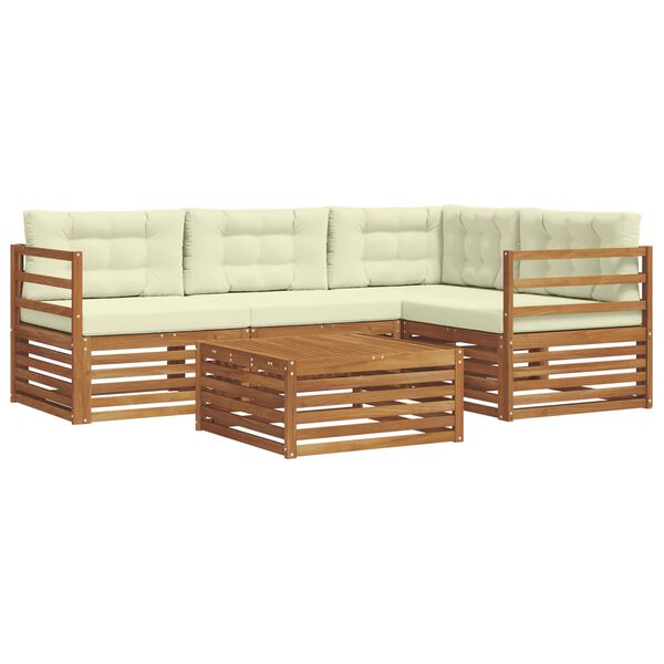 vidaXL Zestaw sof na zewnątrz z poduszką 5 pcs Naturalny i Kremowy