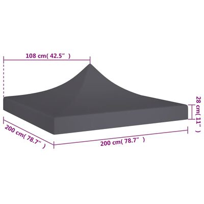 vidaXL Dach do namiotu imprezowego, 2 x 2 m, antracytowy, 270 g/m²