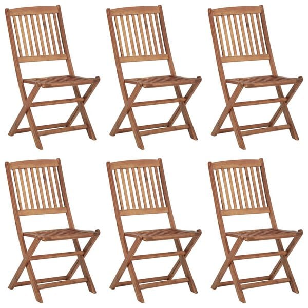 vidaXL Składane krzesła ogrodowe z poduszkami, 6 szt., drewno akacjowe