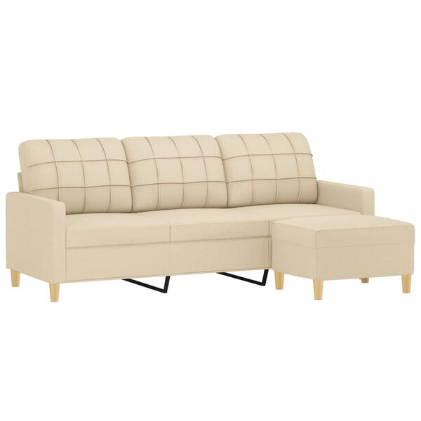 vidaXL Sofa 3-osobowa, kremowa, 180 cm, tapicerowana tkaniną