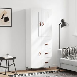 vidaXL Witrynka, biała, 69,5x34x180 cm, materiał drewnopochodny