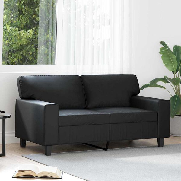 vidaXL 2-osobowa sofa, czarna, 120 cm, sztuczna sk&oacute;ra