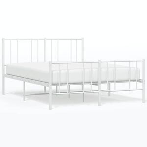 vidaXL Metalowa rama ł&oacute;żka z wezgłowiem i zan&oacute;żkiem, biała, 120x190 cm