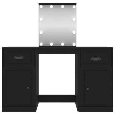vidaXL Toaletka z oświetleniem LED, czarna, 130x50x132,5 cm