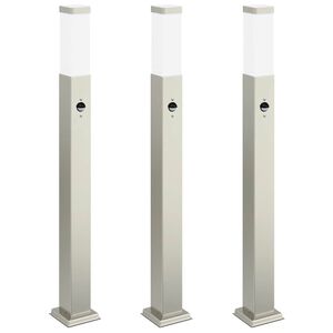 vidaXL Lampy słupkowe z czujnikiem 3 szt. 80 cm Stal nierdzewna IP44