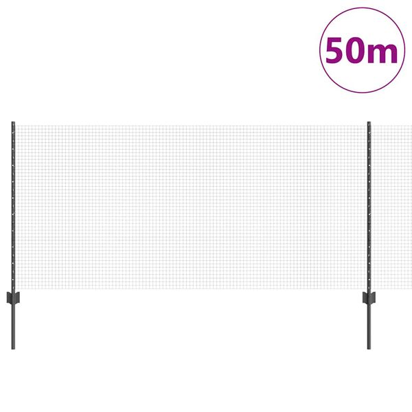 vidaXL Ogrodzenie z słupkiem Szary 1 x 50 m Stal i PVC