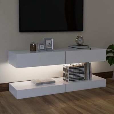 vidaXL Szafki pod TV z oświetleniem LED, 2 szt., białe, 60x35 cm