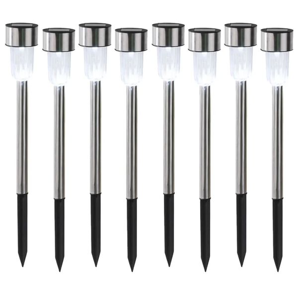 HI Solarne lampki ogrodowe, 8 szt., stal nierdzewna