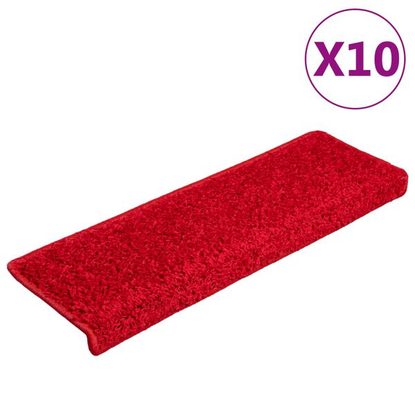 vidaXL Maty na schody 10 szt. 65x21x4 cm Czerwone prostokątne krawędzie