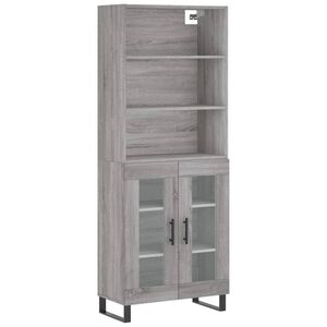vidaXL Witrynka szary dąb sonoma 69,5x34x180cm materiał drewnopochodny