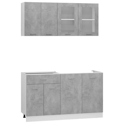 vidaXL 4-cz. zestaw szafek kuchennych, szarość betonu, płyta wiórowa