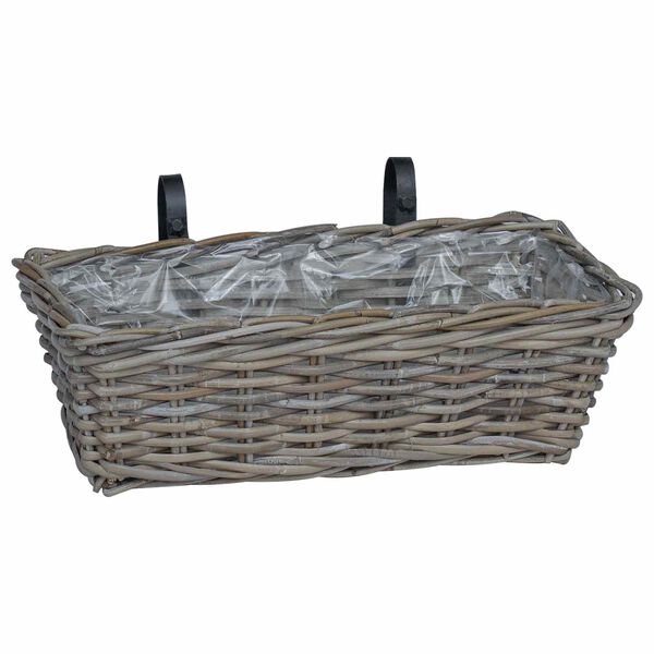vidaXL Hanging Planter Kosz 2 pcs Szary 48 x 22 x 15 cm Rattan Lacak