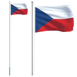 vidaXL Flaga Czech z masztem, 6,08 m, aluminium