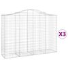 vidaXL Kosze gabionowe, 3 szt, 200x50x140/160 cm, galwanizowane żelazo