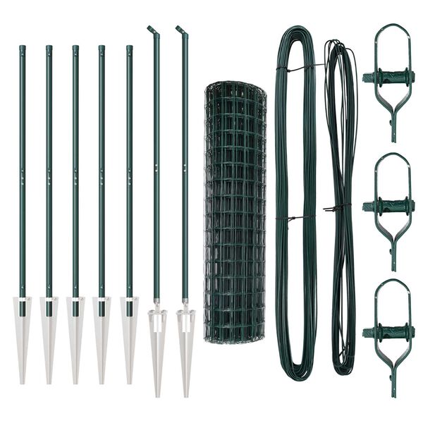 vidaXL Ogrodzenie z słupkiem Zielony 1,4 x 10 m Stal i PVC